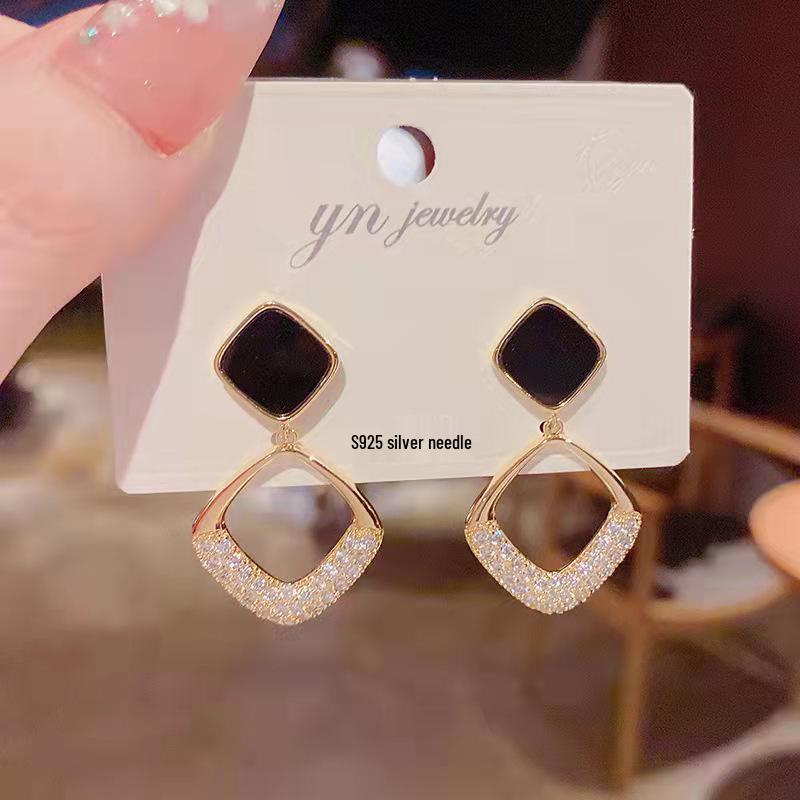 Длинные серьги-бантики из серебряных игл S925 с кошачьим глазом и жемчугом - Ретро и универсальный стиль для женщин