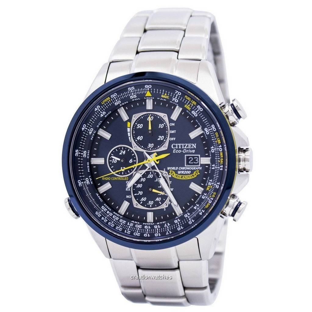 Citizen Мужские часы Eco Blue Angels с радиоуправляемым мировым хронографом AT8020-54L