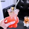 4 шт. Стаканы с трубочкой Мультяшный мишка Кофейные кружки Прозрачный стеклянный стаканчик-мишка Подарки на день рождения Рождество для женщин Детей Посуда для напитков