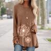 Women's Plus Size Tunic Top Dandelion Print Longline Shirt Crew Neck Long Sleeve Pullover