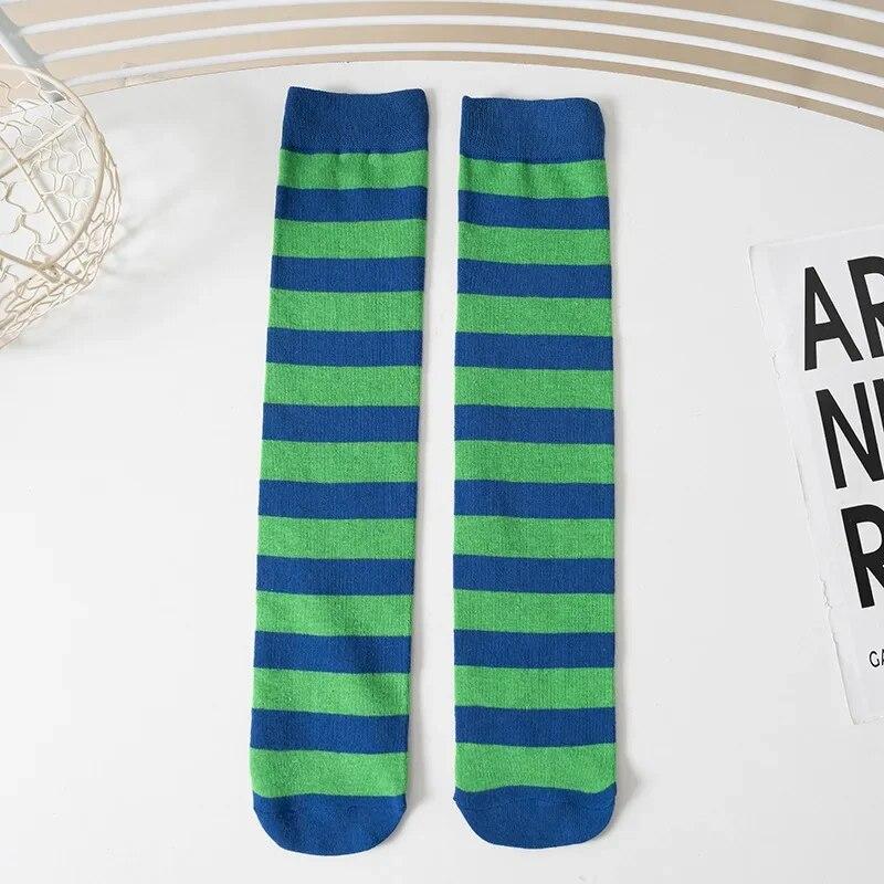 1 пара модных детских гольфов для девочек, длинные гольфы в полоску в стиле ретро, ​​длинные чулки для детей, аксессуары для школьной одежды