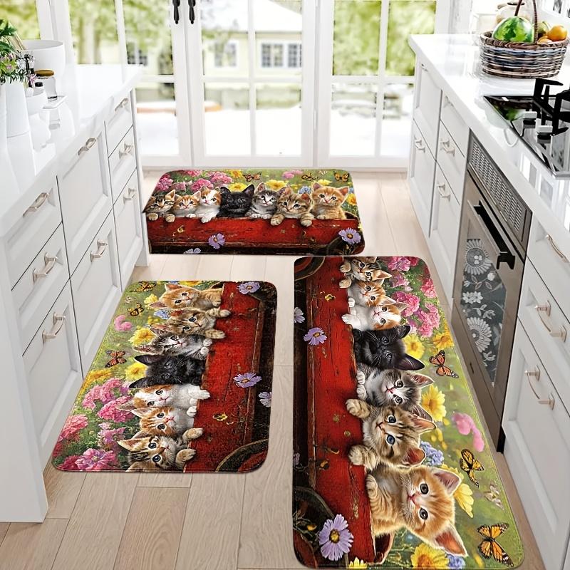1Pcs Anti Fatigue Kitchen Rugs Cute Animal Print Waterproof Non-Slip Thick Cushioned Kitchen Mat Heavy Duty Comfort Standing Mat for Kitchen