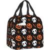 Halloween Skull and Pumpkin Lunch Bag Insulated Reusable Lunch Box Thermal Tote Bag Container Cooler Bag for Women Men Work