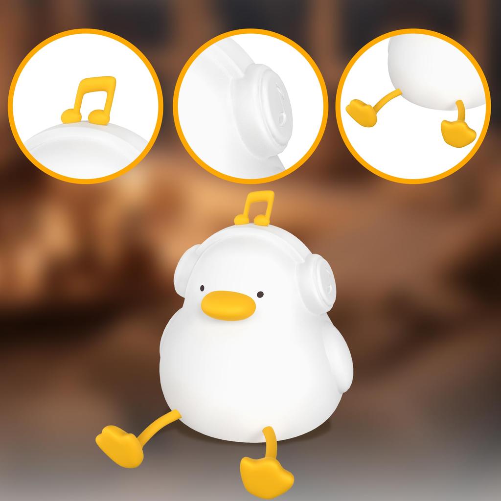Утка Ночник Anywin Music Duck Милый Силиконовый Светильник-Утка Ночник для Детской Перезаряжаемый 3 Уровня Яркости Таймер Креативный Подарок на День Рождения для Детской