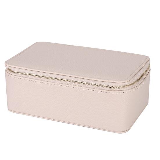 Travel Jewelry Box Large Capacity Zipper Closure Waterproof Hard Shell Soft Lining