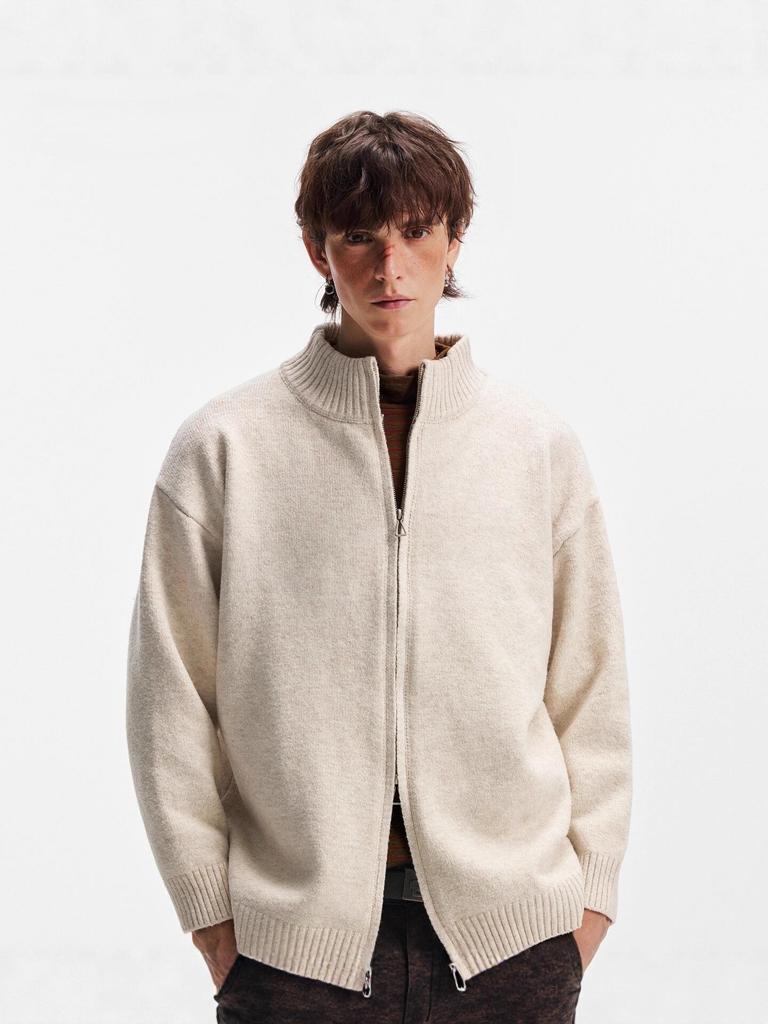 Унисекс вязаный кардиган в японском ретро-стиле с двойной молнией для весны/осени