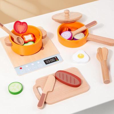 Детский деревянный кухонный набор: Игровые кастрюли, сковороды и кухонная утварь для веселой имитации готовки