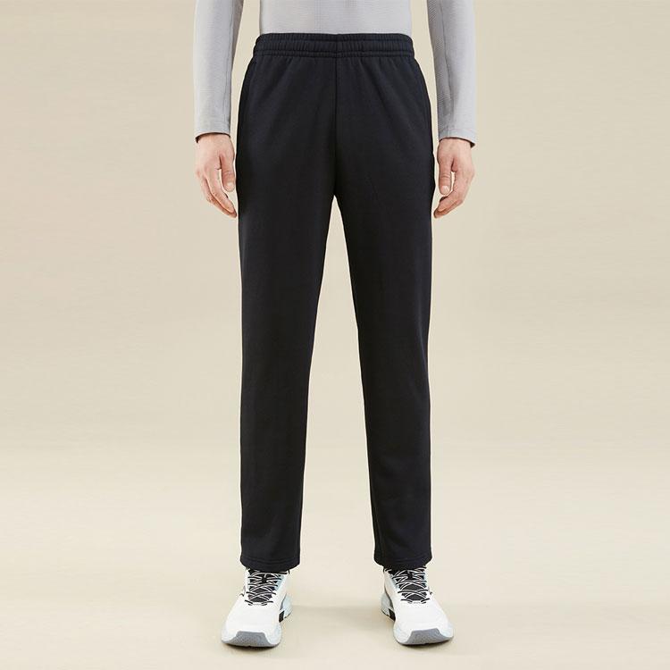 Anta Тренировочные брюки однотонные, средней талии, прямые, флисовые, повседневные, мужские, базовые, черные 152347309-1