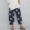 Women's Wide Leg Trousers Retro Graffiti Print Cropped Pants with Pockets
