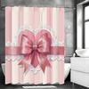 Pink Bow Lace Gift Shower Curtain, Bathroom Decorative Shower Curtain, Waterproof Shower Curtain with Hooks
