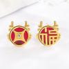 Серьги-гвоздики с изображением дракона Фу и бриллиантами, простой дизайн, национальный стиль, легкая роскошь, высококачественные украшения для ушей, модные дорожные украшения