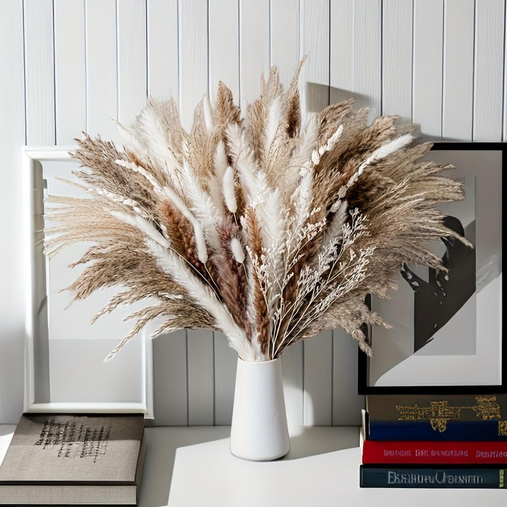80 шт./набор натуральных сушеных букетов из травы Пувэй в богемном стиле, букеты для украшения дома, тростниковые сушеные цветы, свадебные декоративные букеты в Рамадан