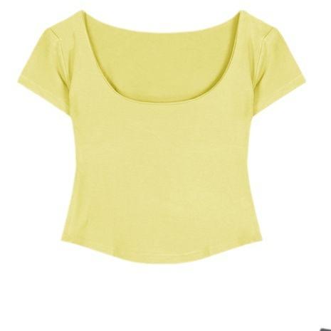 Pure Desire Square Neck with Chest Pad Short Sleeve T-Shirt Women's Summer Spice Girls Sexy Skinny Slim Short Top Bottom Shirt