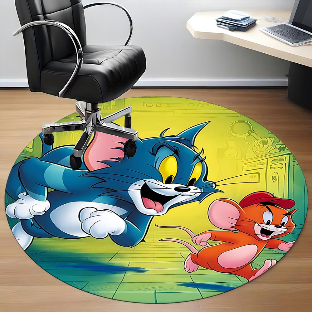 1pc Tom Jerry Office Round Area Rug, Under Office Chairs Bedroom Living Room Home Decor, Room Decoa1016118