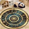 Crystal Velvet Compass Print Round Rug – Washable Non-Slip Mat for Bedroom, Kitchen, Living Room, Bathroom Decor