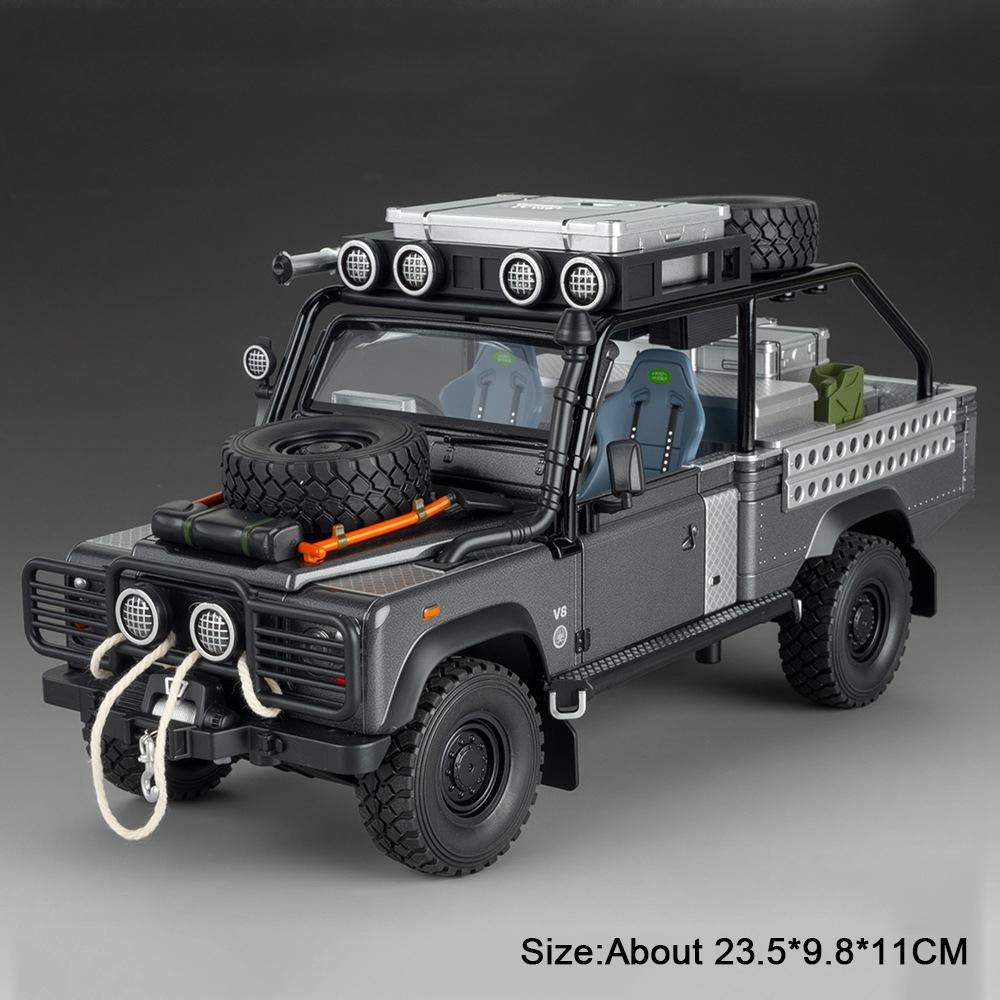 1:24 Land Rover Defender 110 Car Model Toy Doors Opened Models Toys Sound Light Off-road Vehicle Boys Best Ornaments Gifts