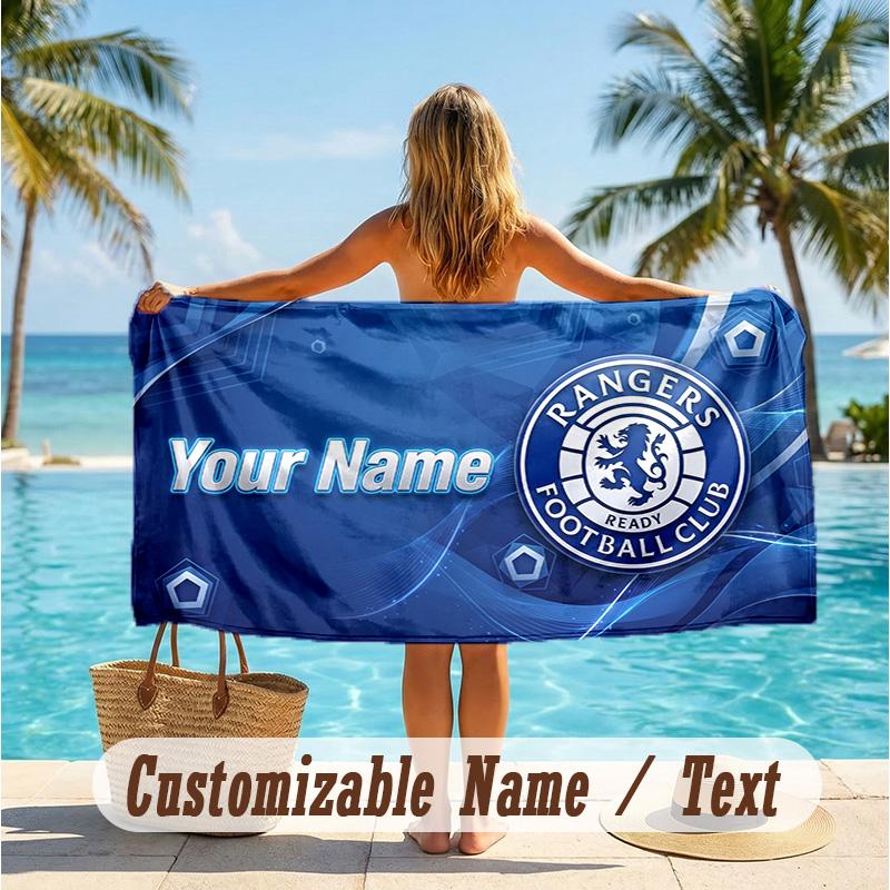 Custom Text Beach Towel, Soft Absorbent Swimming Multi-use TowelRangers FC