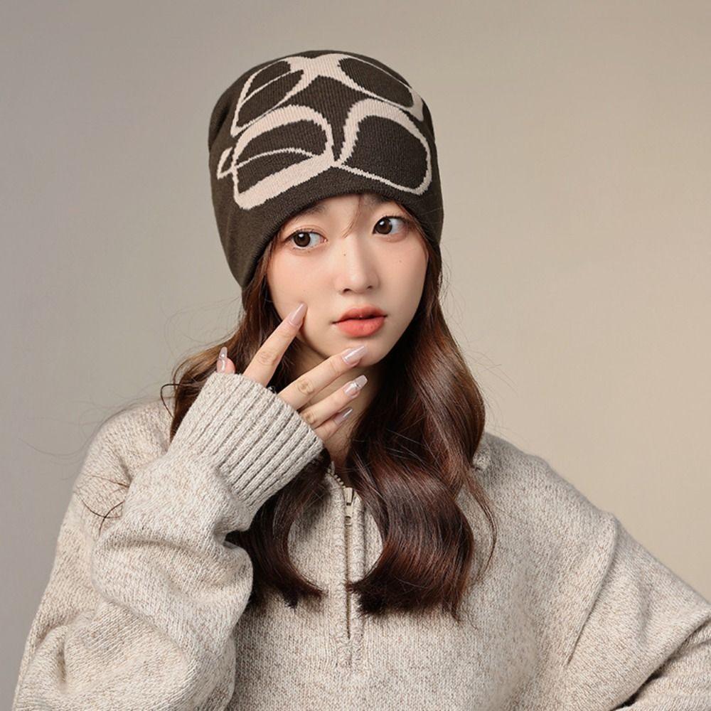 Y2k Letter Woolen Hat Korean Style Knitted Pullover Hat Personality Knitted Cap  Male
