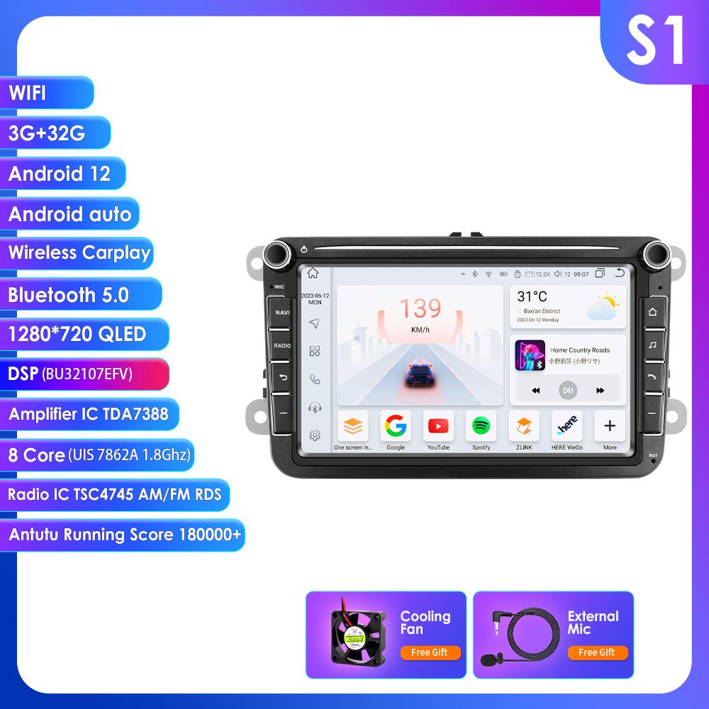 OSSURET 8-дюймовый 2-Din мультимедийный проигрыватель для Volkswagen Golf 5 Transporter VW Passat B6 Polo Jetta Skoda Seat Android 13 Intelligent Carplay Car Radio GPS