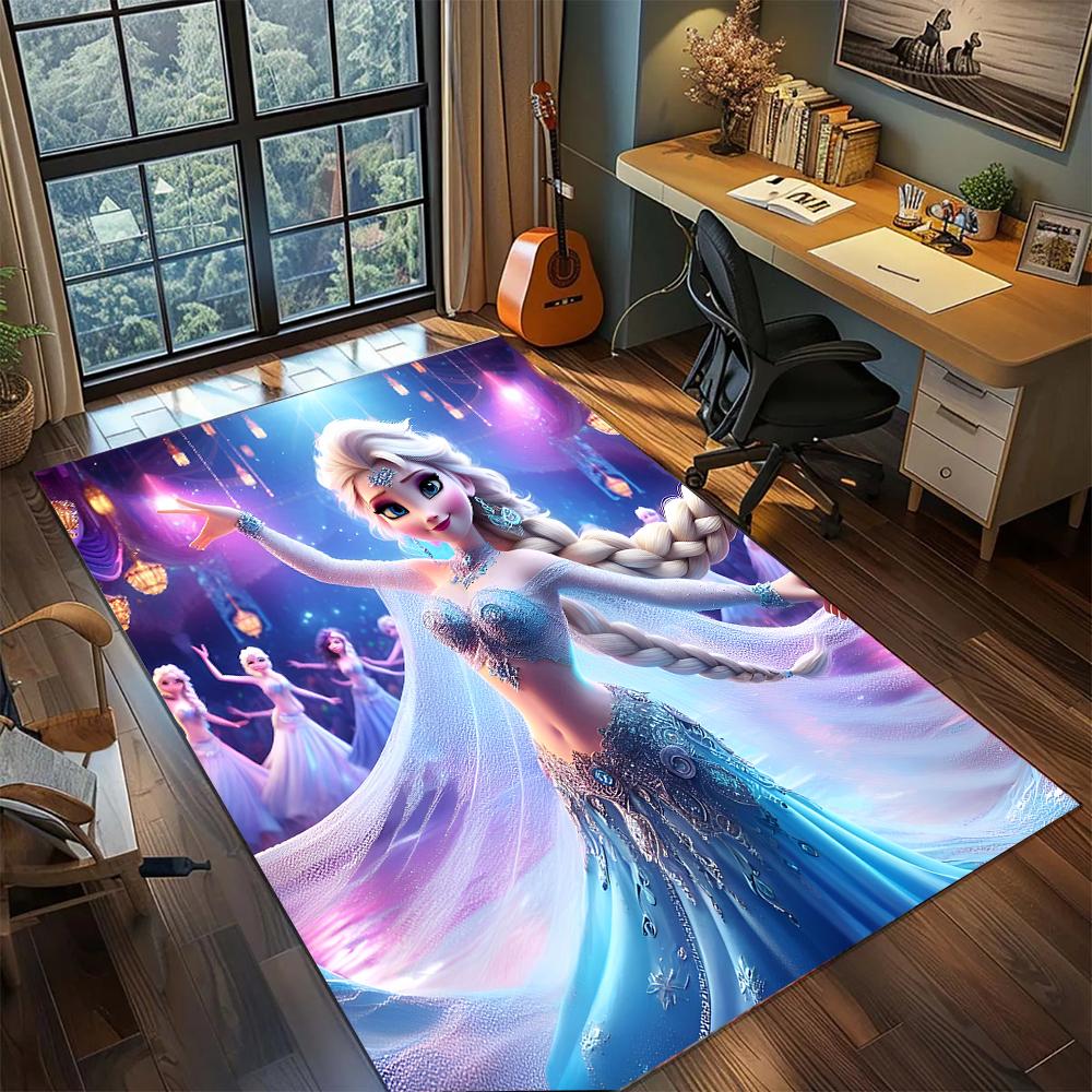 Elsa and Anna: Frozen Rug Carpet Large Area Rug Non Slip Washable Floor Mat Gamer Room Bedroom Home Decor