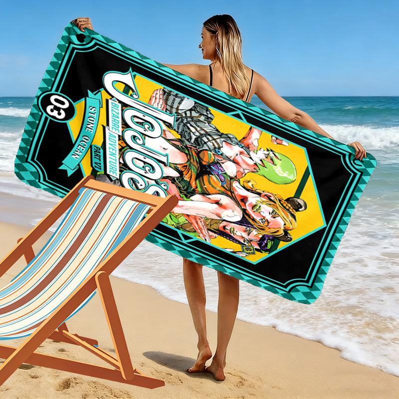 JoJo's Adventure: Vento Aureo beach towel Beach towel for vacation photos beach seaside swim quick-drying swim towel Fashion beach towel