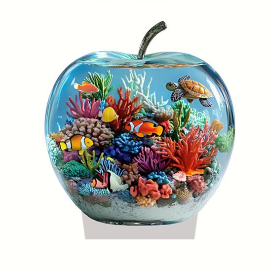 2D Flat Acrylic Apples Fantasy Worlds In Apples Ornament Desktop Decoration Apples for Living Room Bedroom Shelf Cabinet Decor