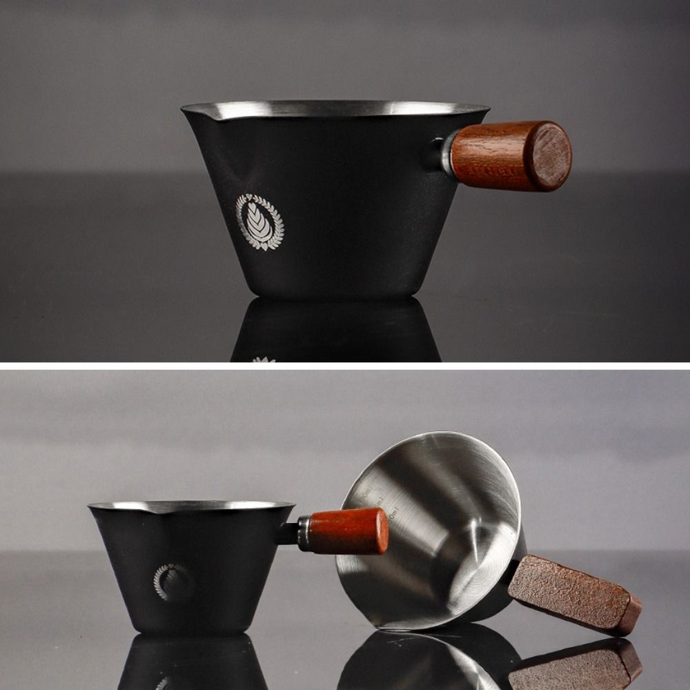 V-shaped Spout Coffee Espresso Cup Wooden Handle Coffee Extract Cup Coffee Measuring Cup Home