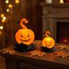 Compact Autumn Seasonal Ornaments 2Pcs Halloween Pumpkin Night Light, Flameless LED Candle Lamp with Bat Battery Operated Lights Decor, Plastic