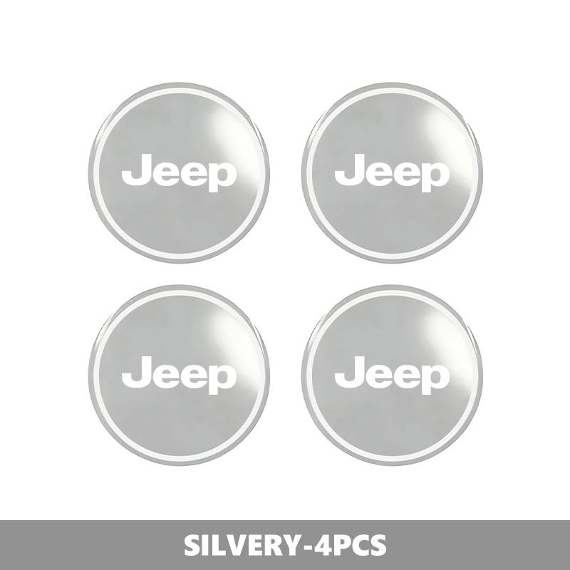 For Jeep 4PCS 56mm Car Logo Wheel Center Sticker Rim Caps Hub Cover Decal Cherokee Wrangler JK Gladiator Compass Renegade