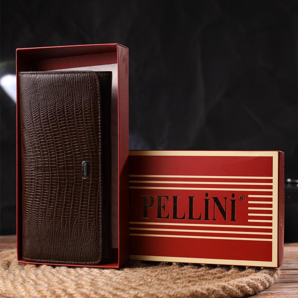 Стильный женский кошелек из натуральной фактурной кожи CANPELLINI Wallet 21607 Коричневый