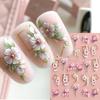 Nail Art 5D Three-dimensional Stickers Ins Summer Fresh Camellia Pink Flower Embossed Nail Stickers
