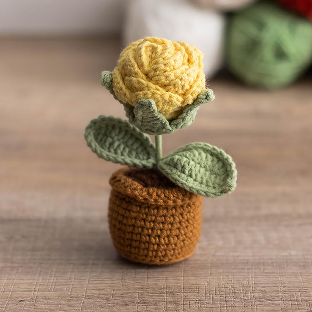 Вязаная крючком корзина с подсолнухами, ручная вязка, имитация подсолнуха, украшения в горшках, праздничные подарки