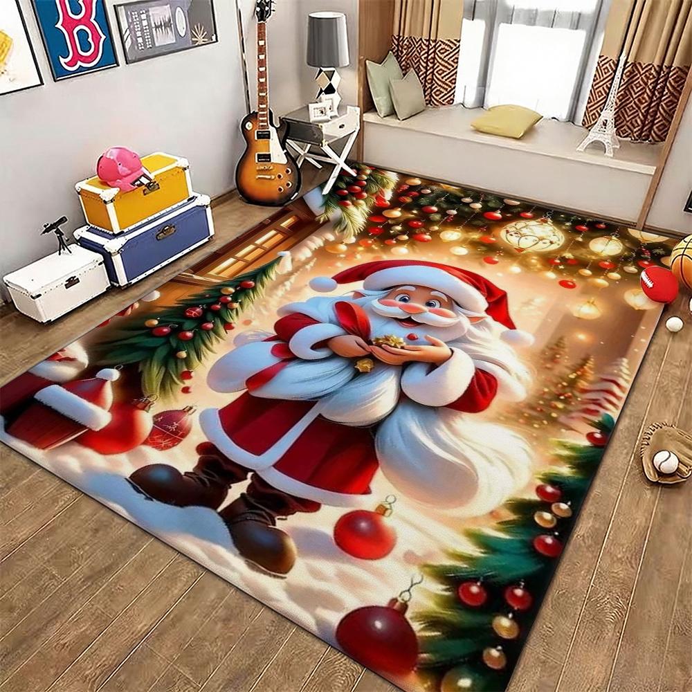 Cozy Christmas Gingerbread Cottage Patterned Rug Allseason Carpet For Study Reading Area Home Decor New Year Gift