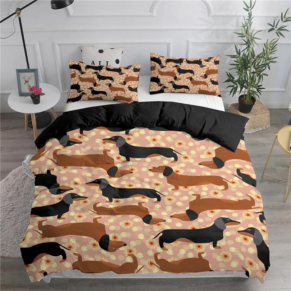 Dog Soft Duvet Cover Pet Pupy Carton Welsh Corgi for Children Kids Tens Animal Polyester Comfortable Quilt Cover Dog Lovers Gifts for Friend Quen King