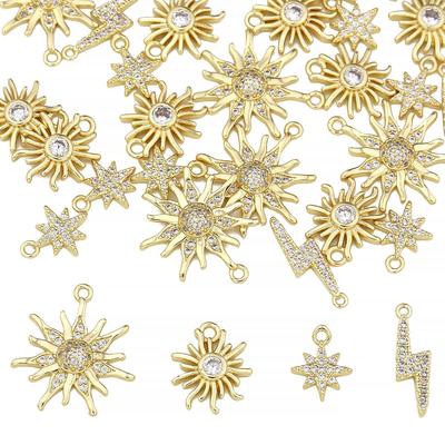 Медные циркониевые подвески с солнечной молнией для изготовления ожерелья, серег, браслетов