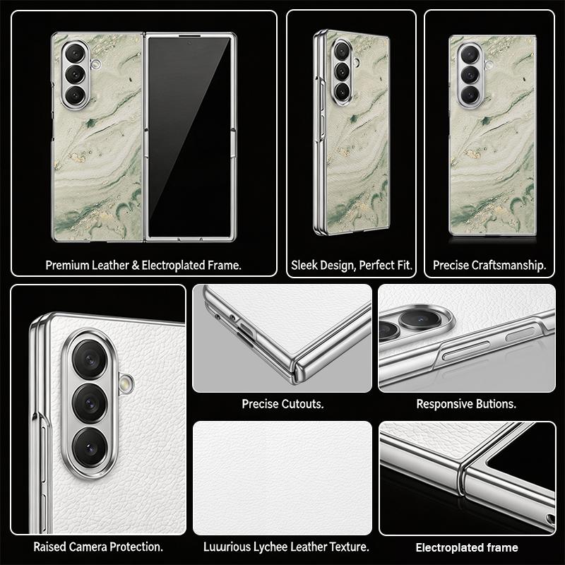 Геометрический мраморный чехол для Samsung Z Fold 8 Ultra 7 6 5, роскошная кожаная накладка с покрытием, жесткая защитная крышка для телефона для Galaxy Z Fold8 Fold7 Fold6