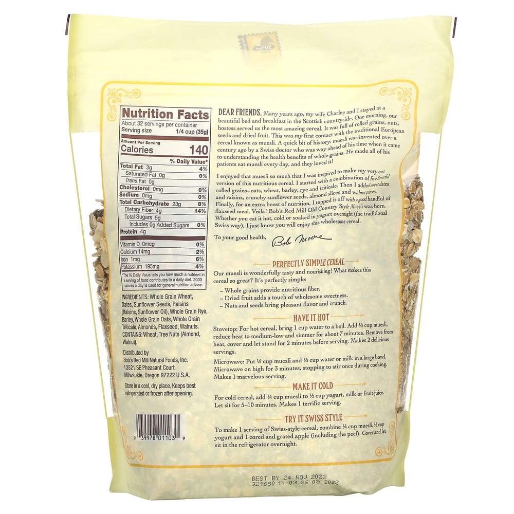 Bob's Red Mill Old Country Style Whole Grain Muesli 1.13kg (40oz)