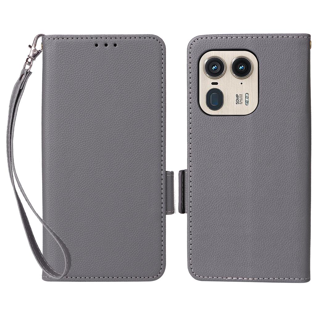 For Motorola Edge 50 Ultra 5G/Moto X50 Ultra 5G Case with Wrist Strap Litchi Texture PU Leather Wallet Phone Cover