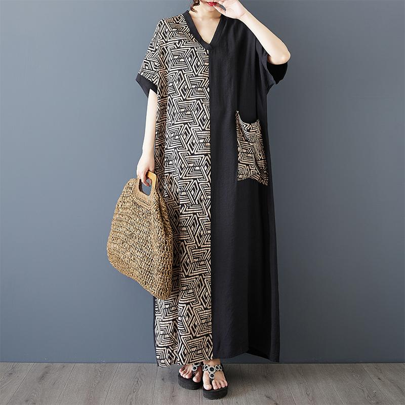 Dimanaf Новое женское летнее длинное повседневное платье 2025 года большого размера, свободное льняное винтажное базовое макси-платье 9864