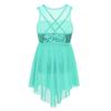 Kids Girls Lyrical Modern Contemporary Dance Costume Sequins Leotard Dance Dress
