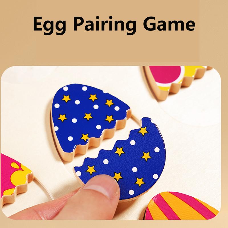 Wooden Egg Pairing Puzzle, Colorful Eggs Matching Game for Early Education,Color Cognition,Exercise Hand-Eye Coordination