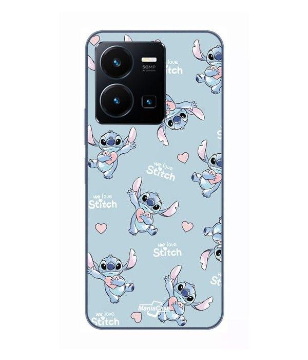 Coque Pour Vivo Y35 4G Stitch love coeur rose Maniacase