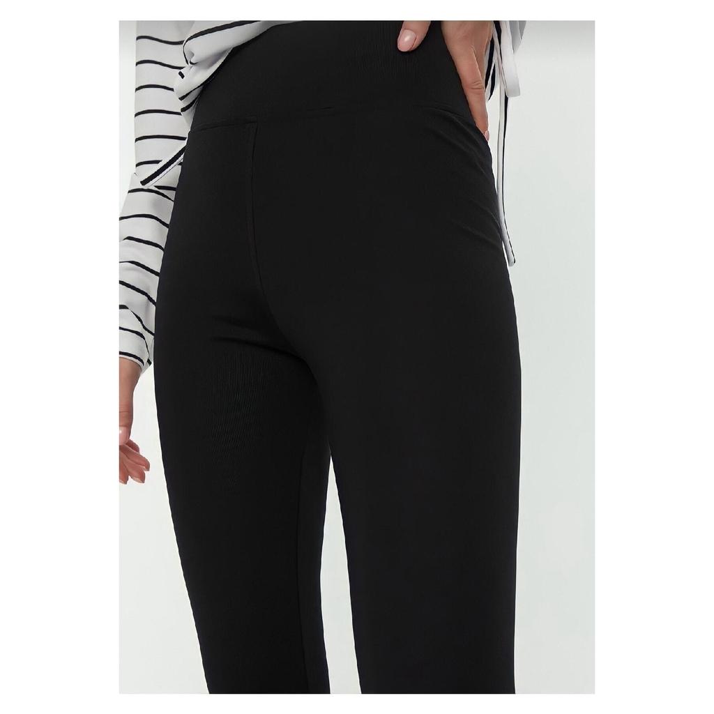 Женские черные леггинсы с завышенной талией