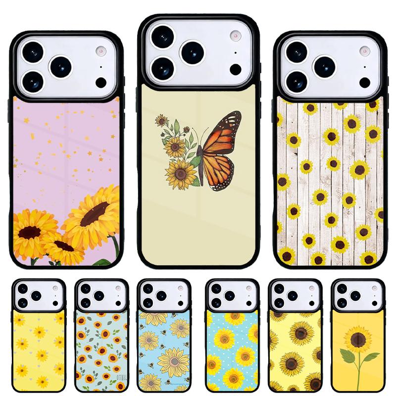 Красивый желтый чехол-подсолнух для iPhone 17 16 15 14 13 Pro Max Задняя крышка для 12 11 Pro Coque