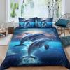Комплект пододеяльника из 3 предметов, ультрамягкий, с 3D-принтом дельфинов - Роскошный комфорт, реалистичный дизайн - Идеально подходит для спален и гостевых комнат