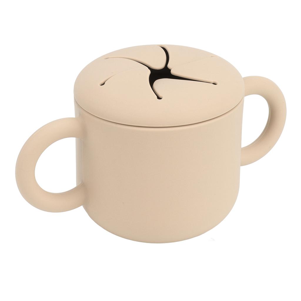 Детская обучающая чашка для питья Силиконовая с двойными ручками Дизайн Легкая чистка Непроливайка Тренировочная чашка для малышей Хаки