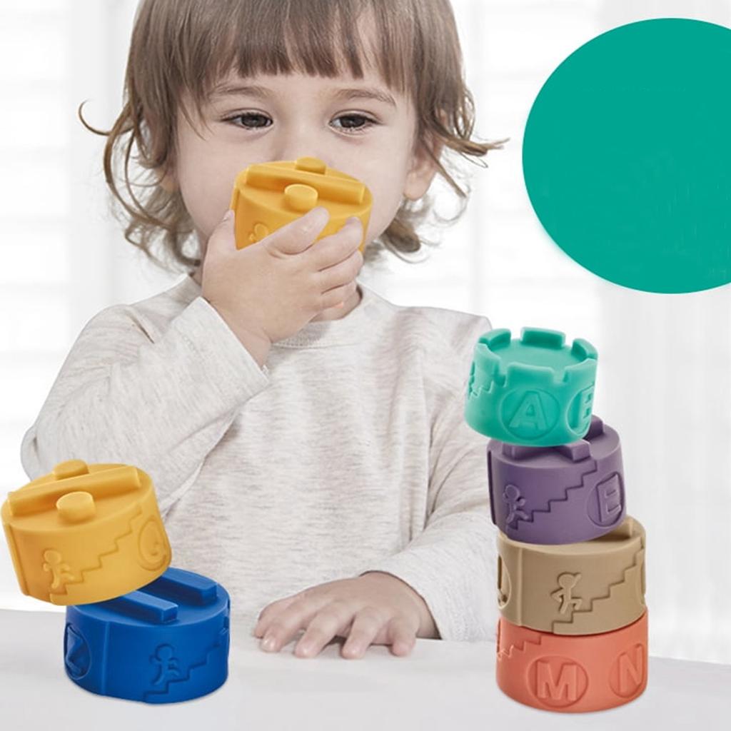 Детские игрушки, мягкая резиновая сложенная башня, 6-слойная сложенная башня, набор игрушек, куриные игрушки, игрушки-головоломки