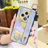 Fashion Design Flower Phone Case For OPPO Reno12F 5G Protective Wristband Kickstand Waterproof Wrist Strap Durable Ring