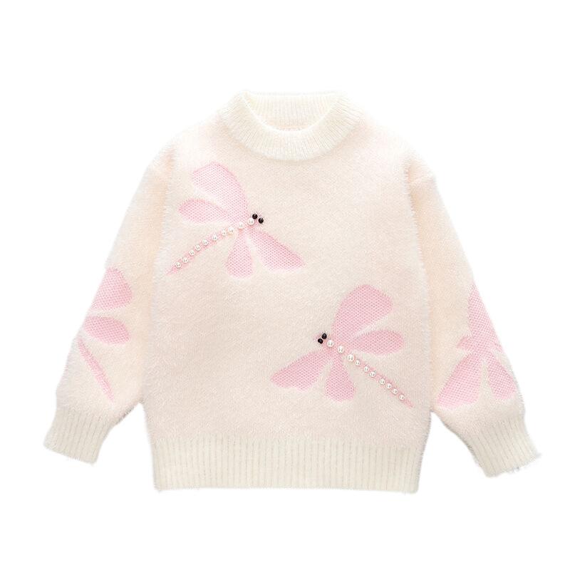 Girls' Sweaters Autumn and Winter Pullover Girls' Round Neck Tops Fashion Bottoming Mink Fleece Pullover
