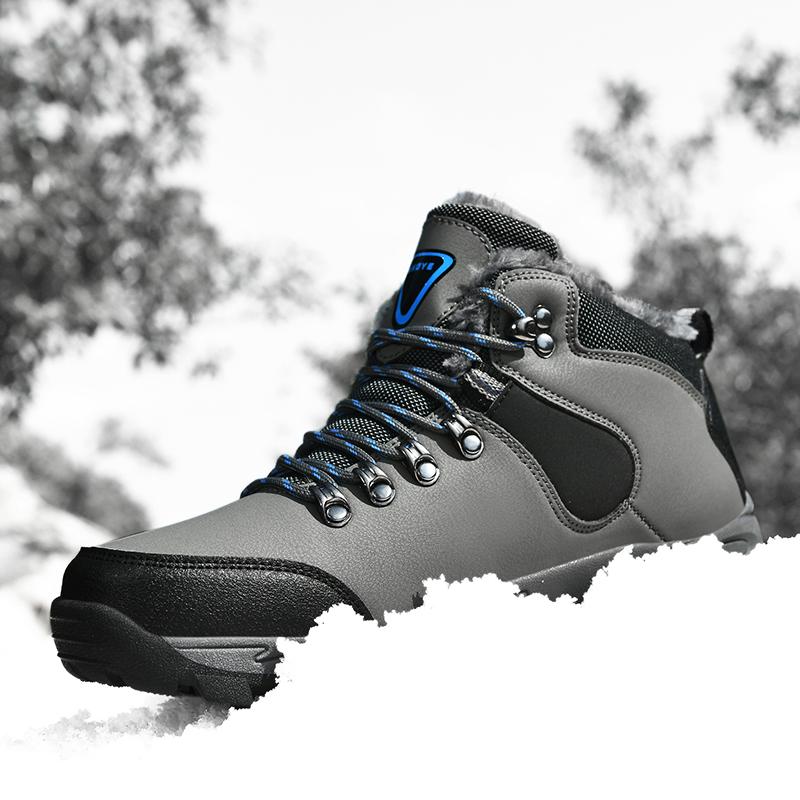 Men's Winter PU Shoes Warm High-top Men Winter Shoes Big Size39-47